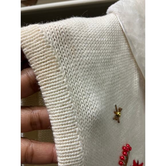 Kim Rogers Holiday Vest Petite Large Cardinal Beaded Embroidered Faux Fur Collar - Picture 8 of 8